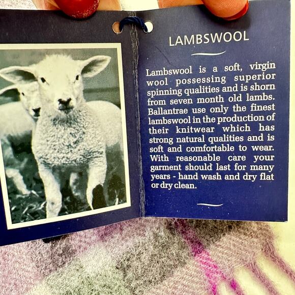 Ballantrae Edinburgh Lambswool Purple Plaid Scarf NWT 64 X 9.75 - Picture 7 of 7